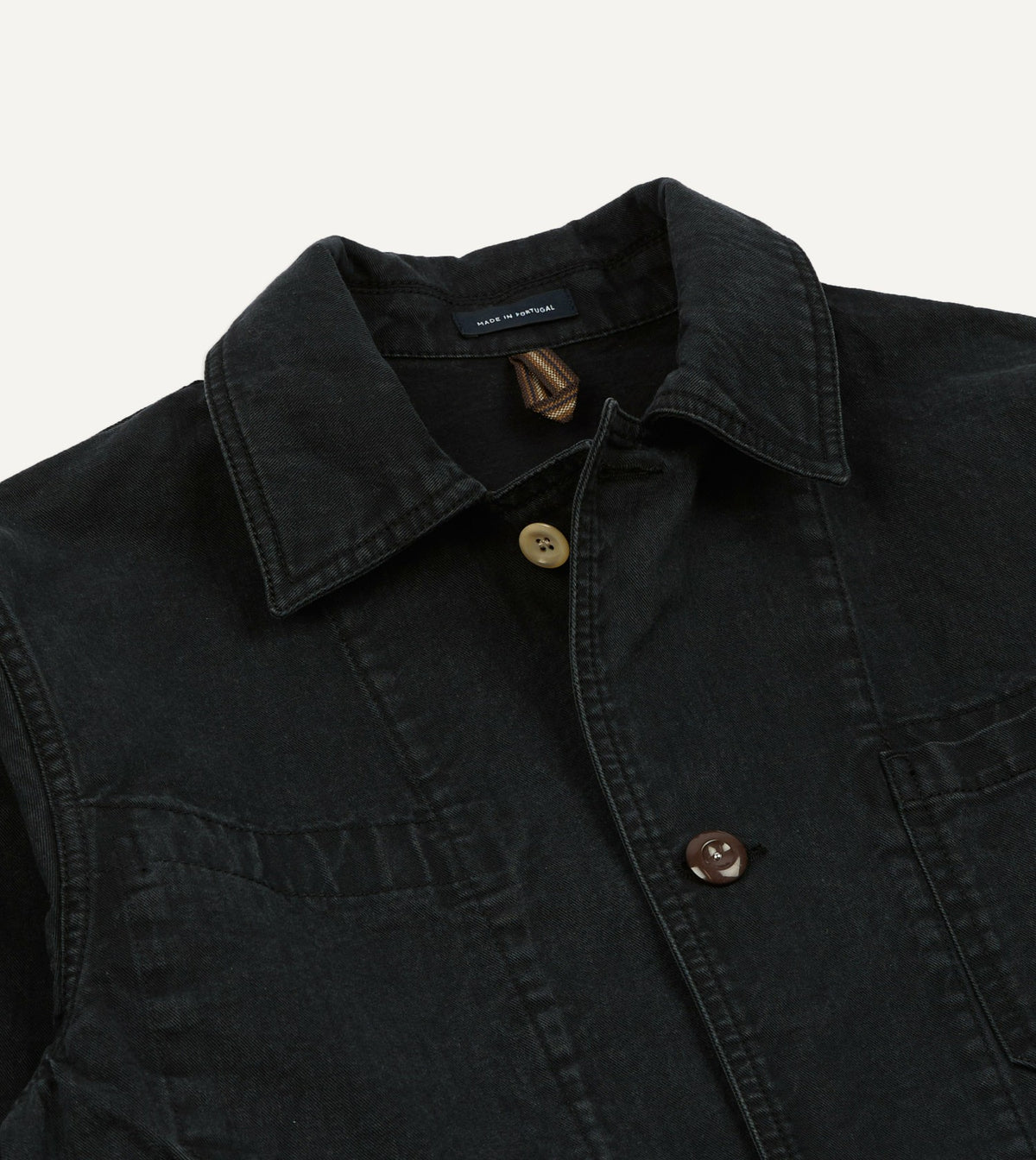 Drake's Black Twill Mitred Chore Jacket
