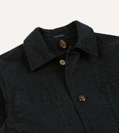 Drake's Black Twill Mitred Chore Jacket