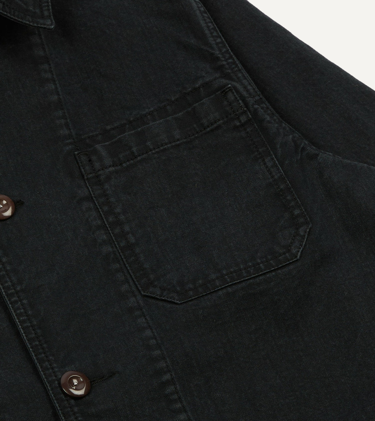Drake's Black Twill Mitred Chore Jacket