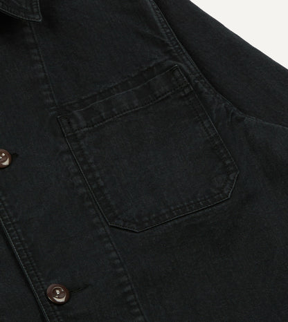 Drake's Black Twill Mitred Chore Jacket
