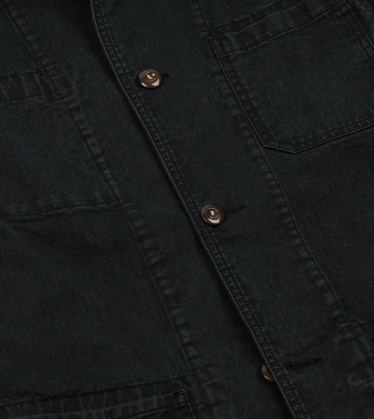 Drake's Black Twill Mitred Chore Jacket