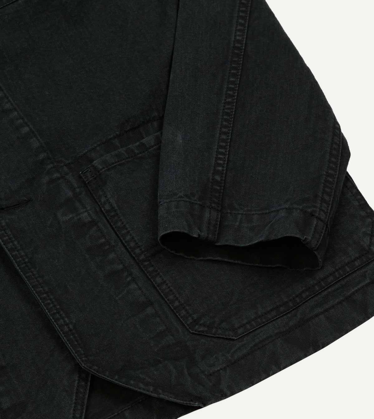 Drake's Black Twill Mitred Chore Jacket
