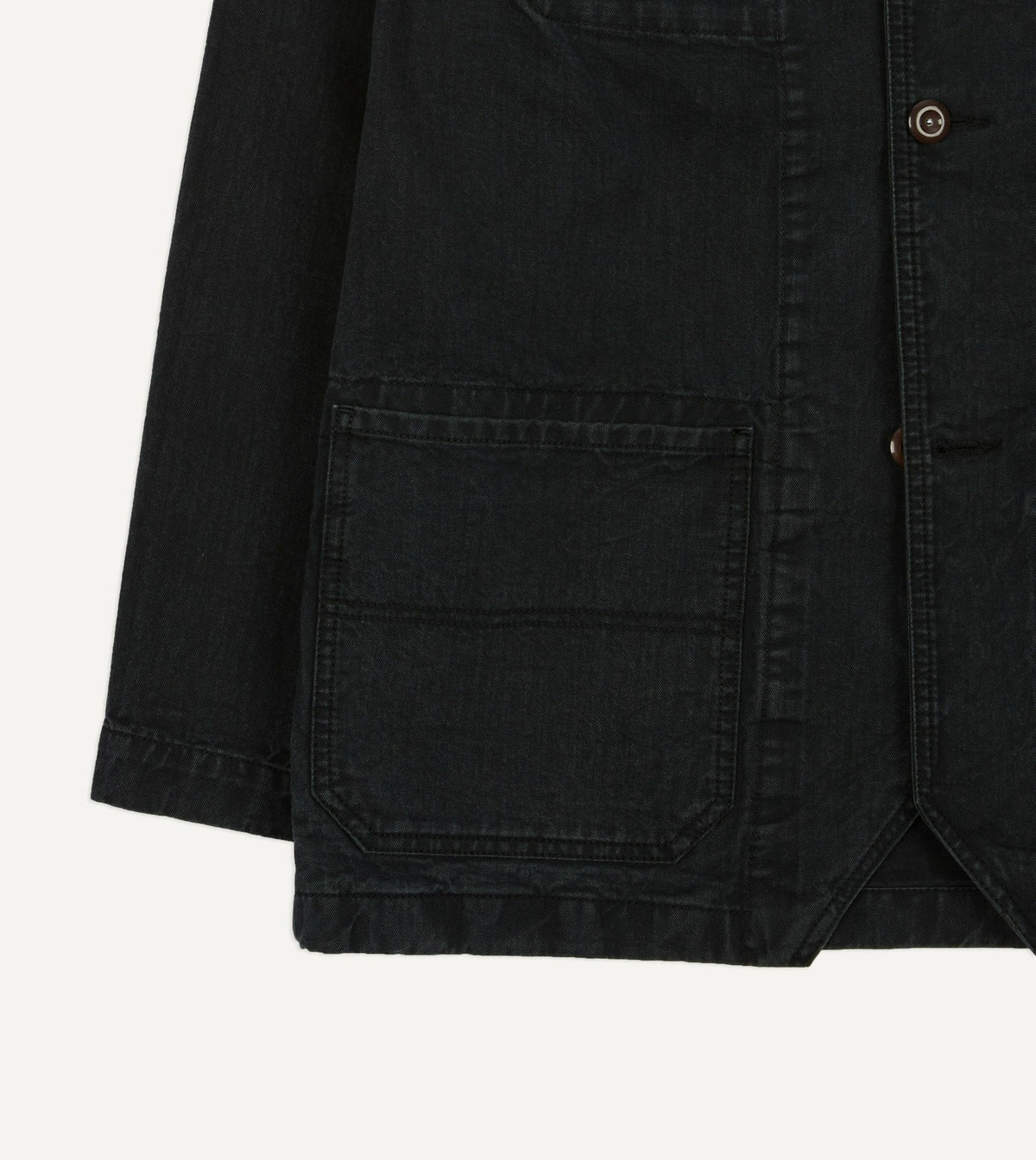 Drake's Black Twill Mitred Chore Jacket