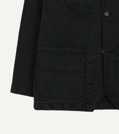 Drake's Black Twill Mitred Chore Jacket
