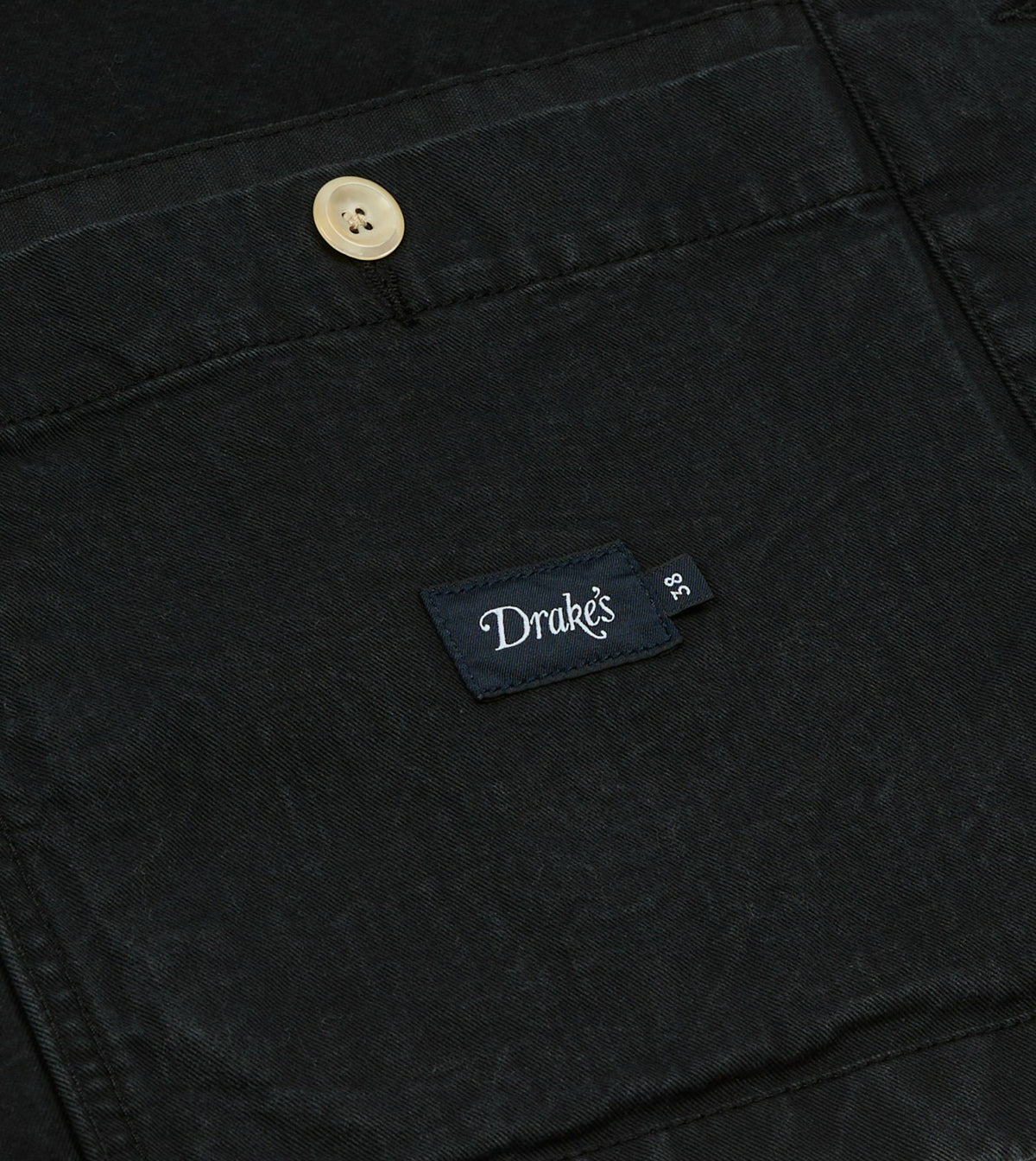 Drake's Black Twill Mitred Chore Jacket