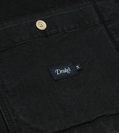 Drake's Black Twill Mitred Chore Jacket