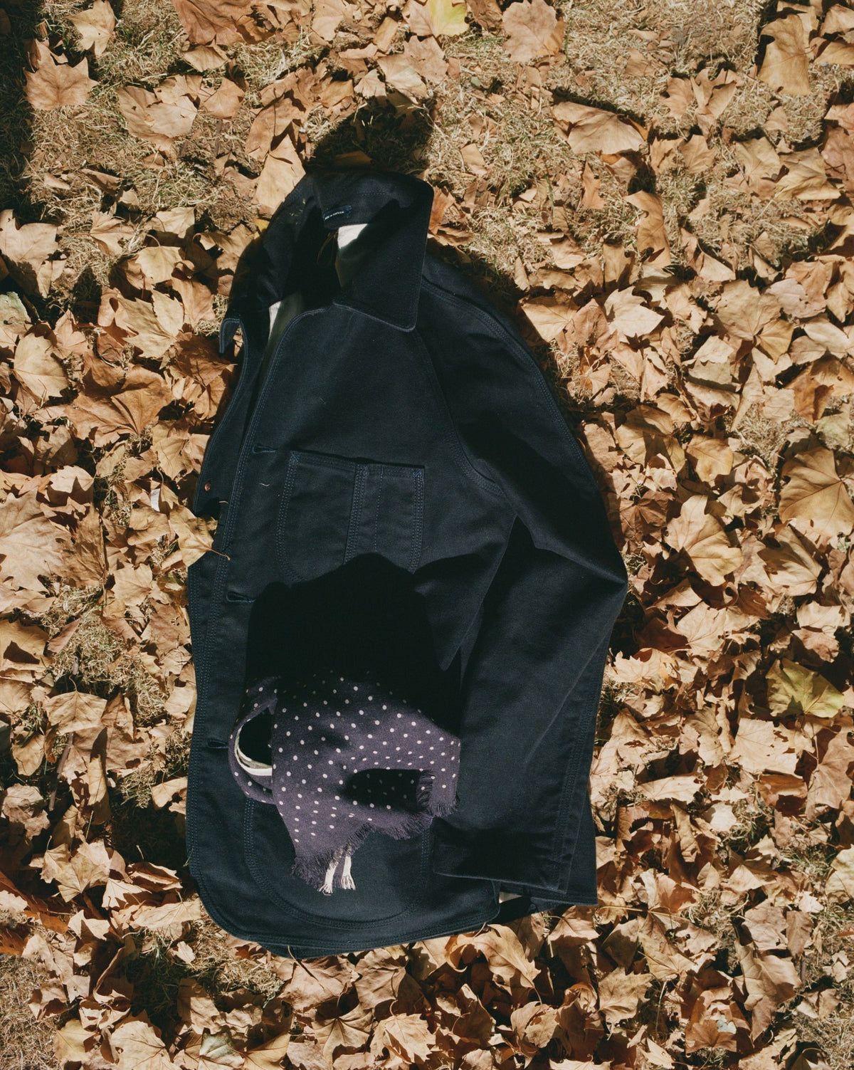 Drake's Navy Moleskin Raglan Work Coat