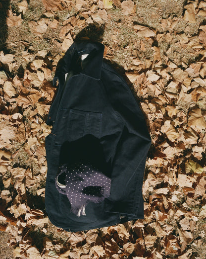 Drake's Navy Moleskin Raglan Work Coat
