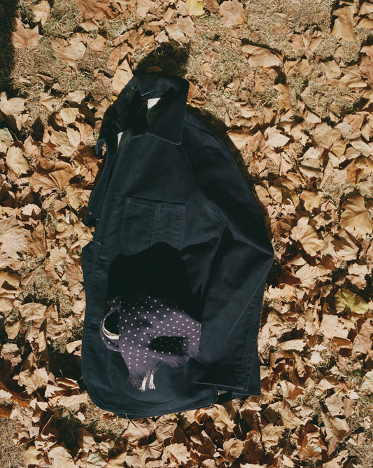 Drake's Navy Moleskin Raglan Work Coat