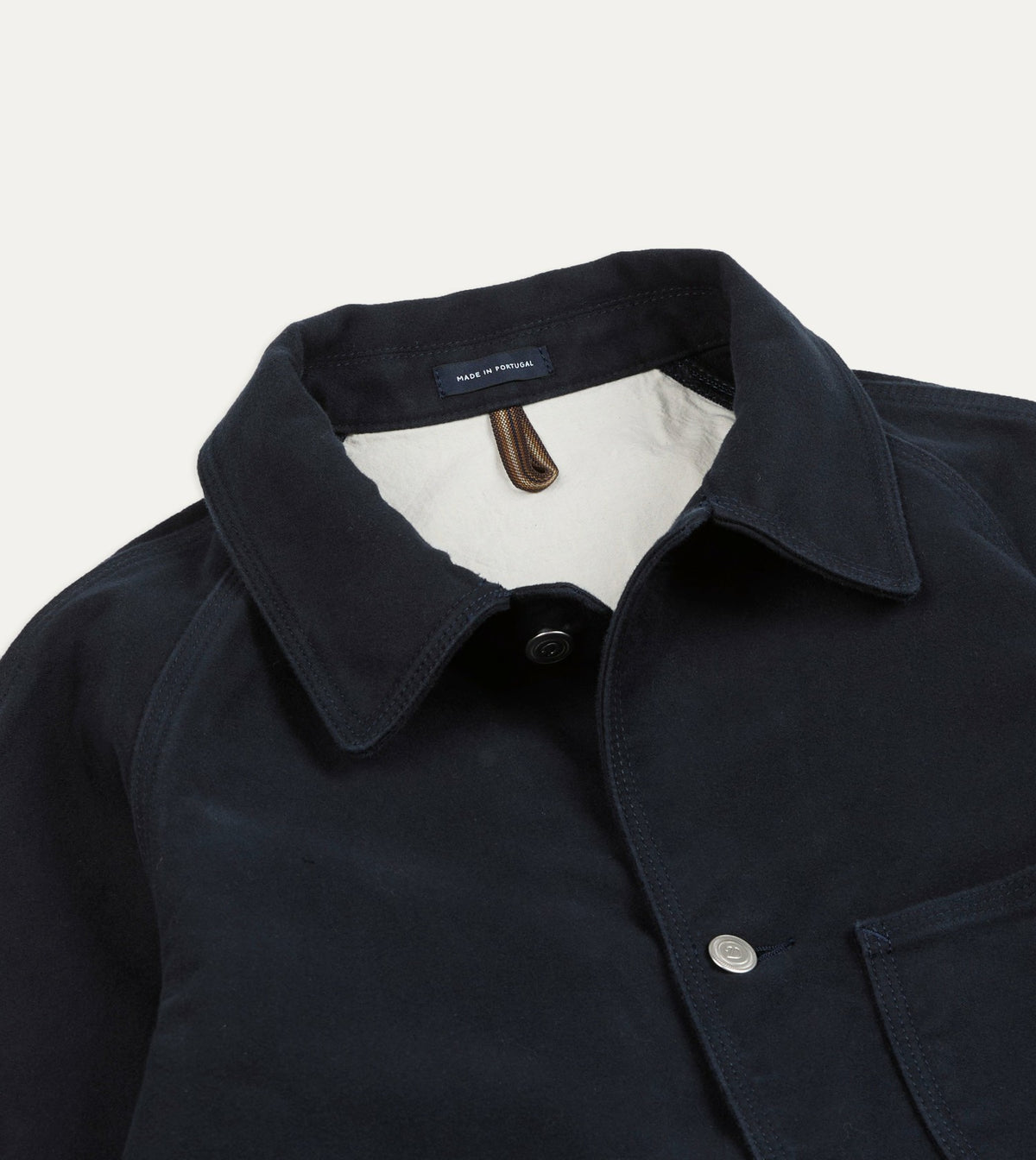 Drake's Navy Moleskin Raglan Work Coat