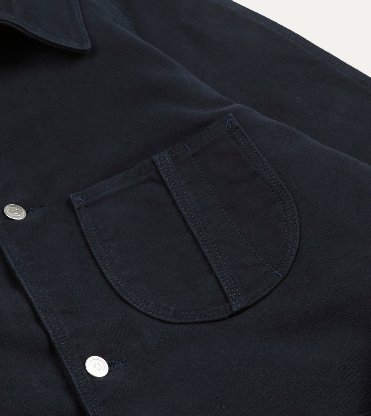 Drake's Navy Moleskin Raglan Work Coat