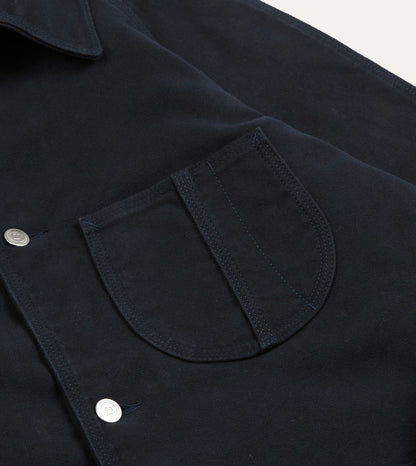 Drake's Navy Moleskin Raglan Work Coat