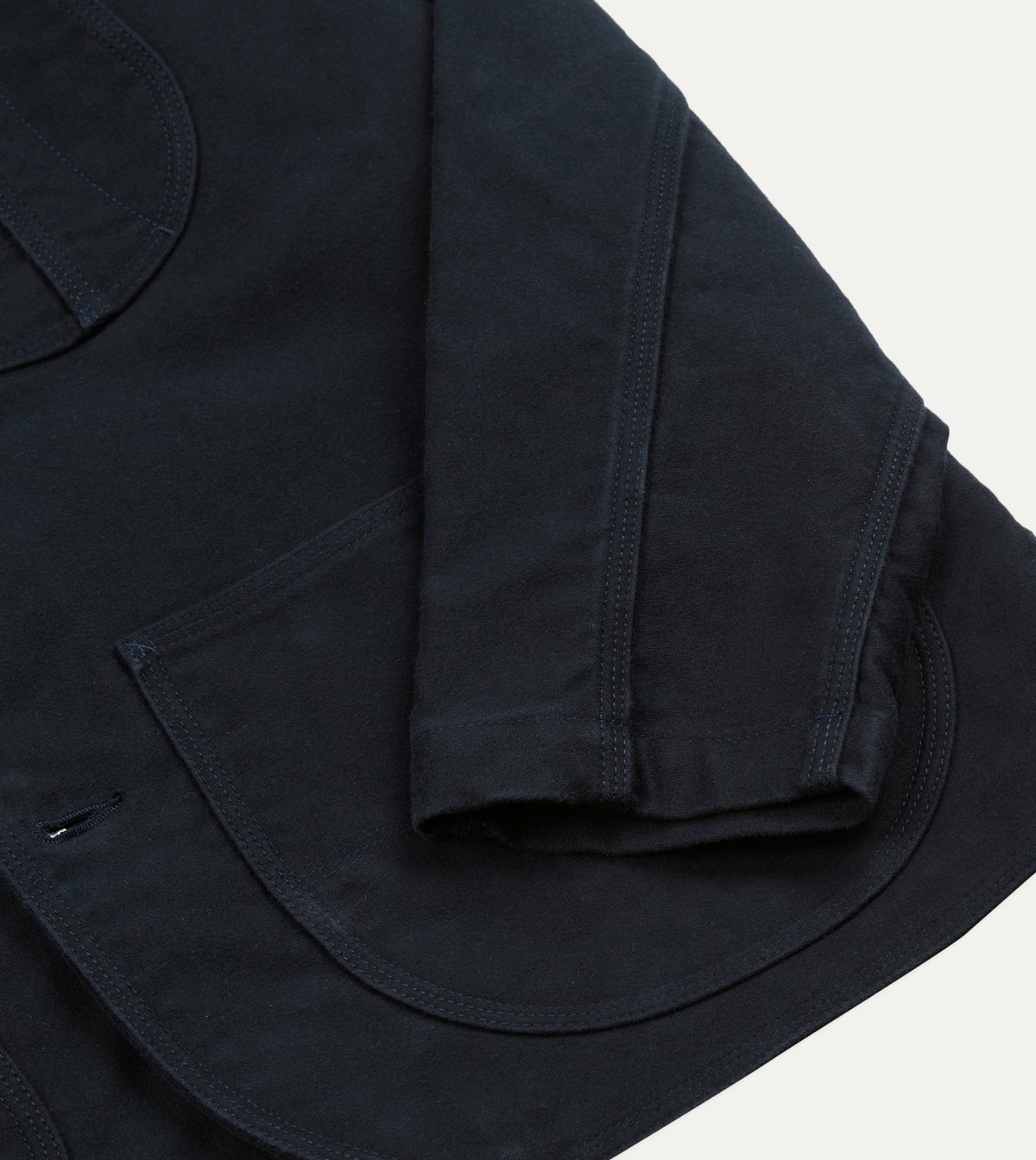 Drake's Navy Moleskin Raglan Work Coat