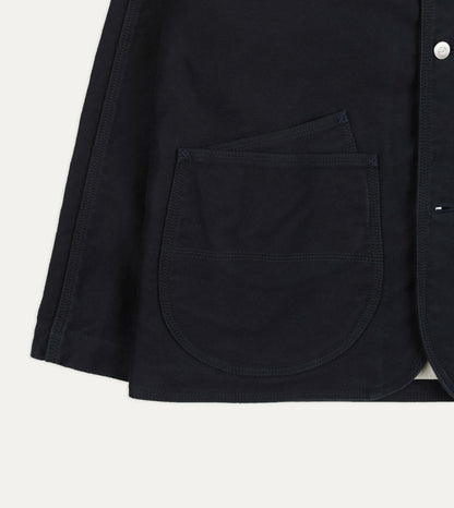 Drake's Navy Moleskin Raglan Work Coat