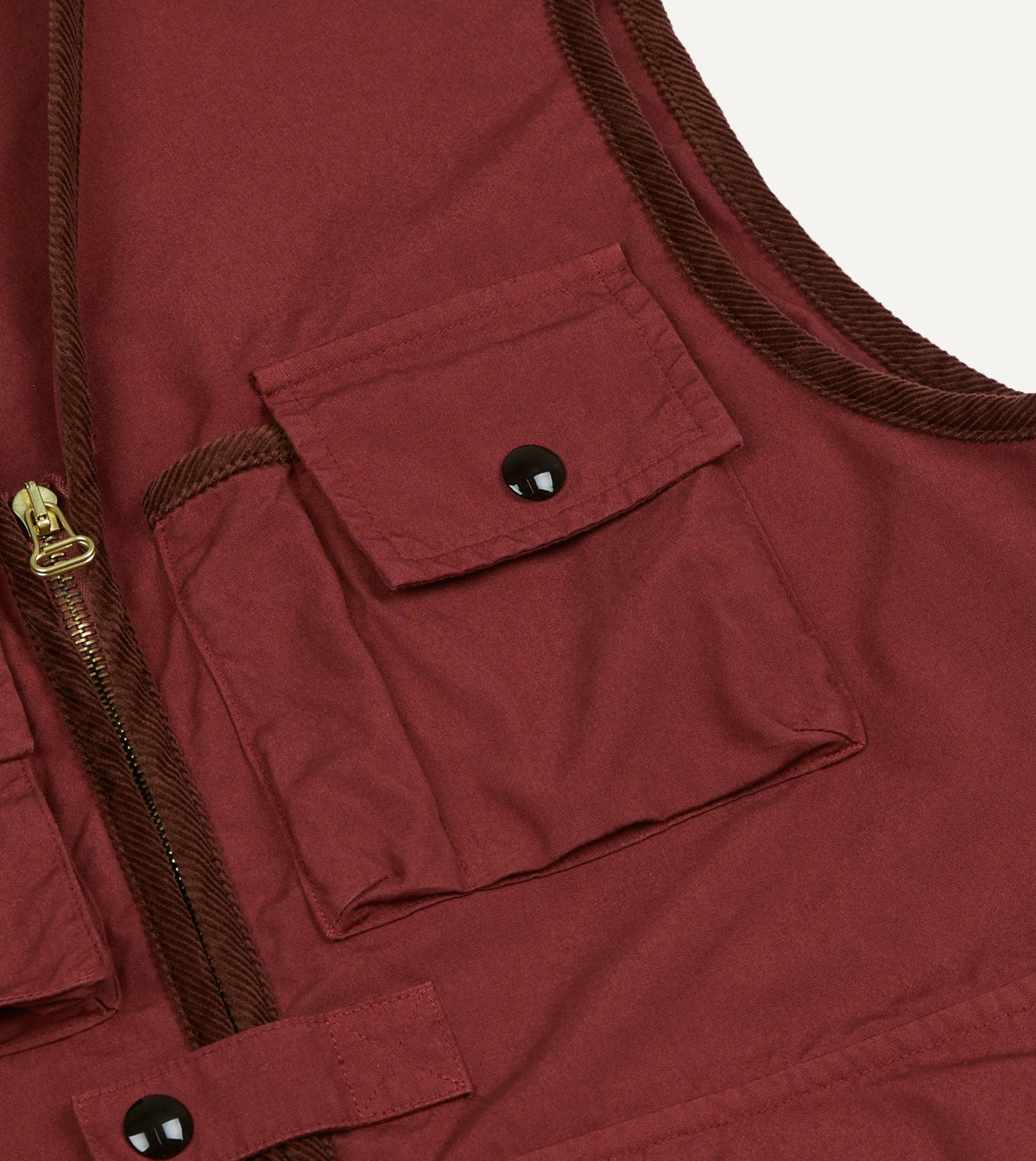 Drake's Washed Red Cotton Urban Safari Vest