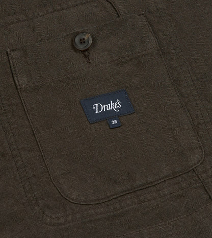Drake's Brown Linen Forestière Jacket