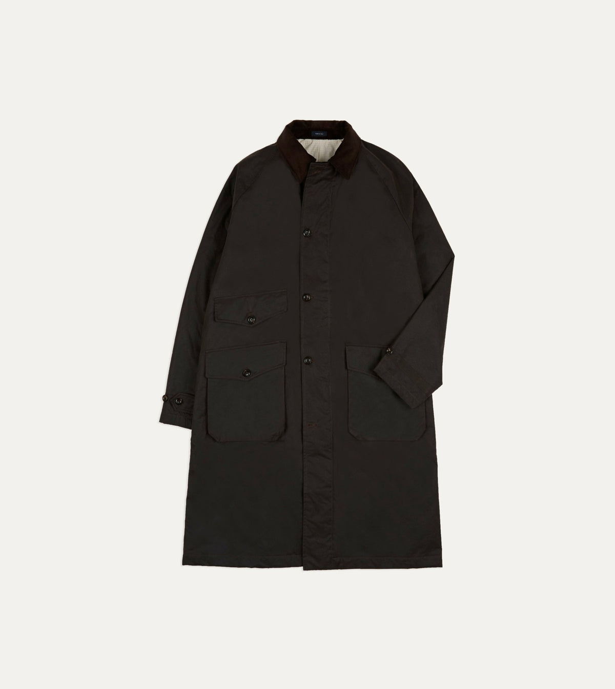 Drake's Brown Waxed Cotton Service Mac