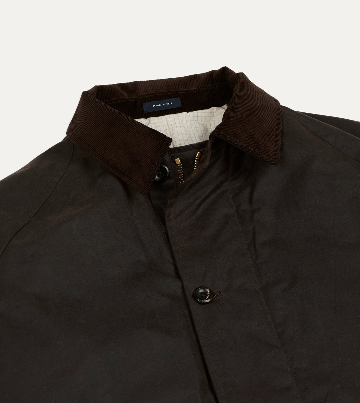 Drake's Brown Waxed Cotton Service Mac
