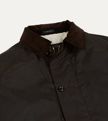 Drake's Brown Waxed Cotton Service Mac