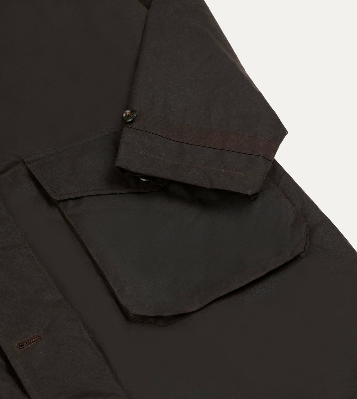 Drake's Brown Waxed Cotton Service Mac
