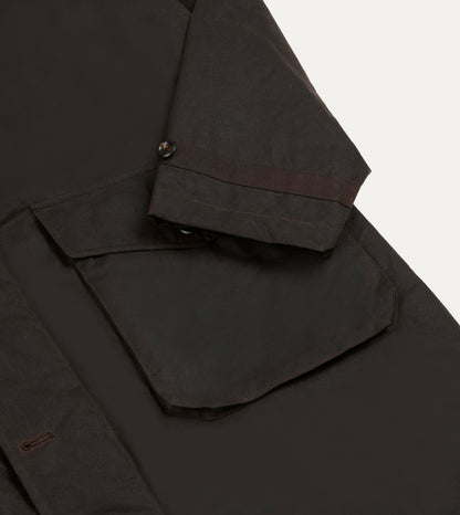 Drake's Brown Waxed Cotton Service Mac