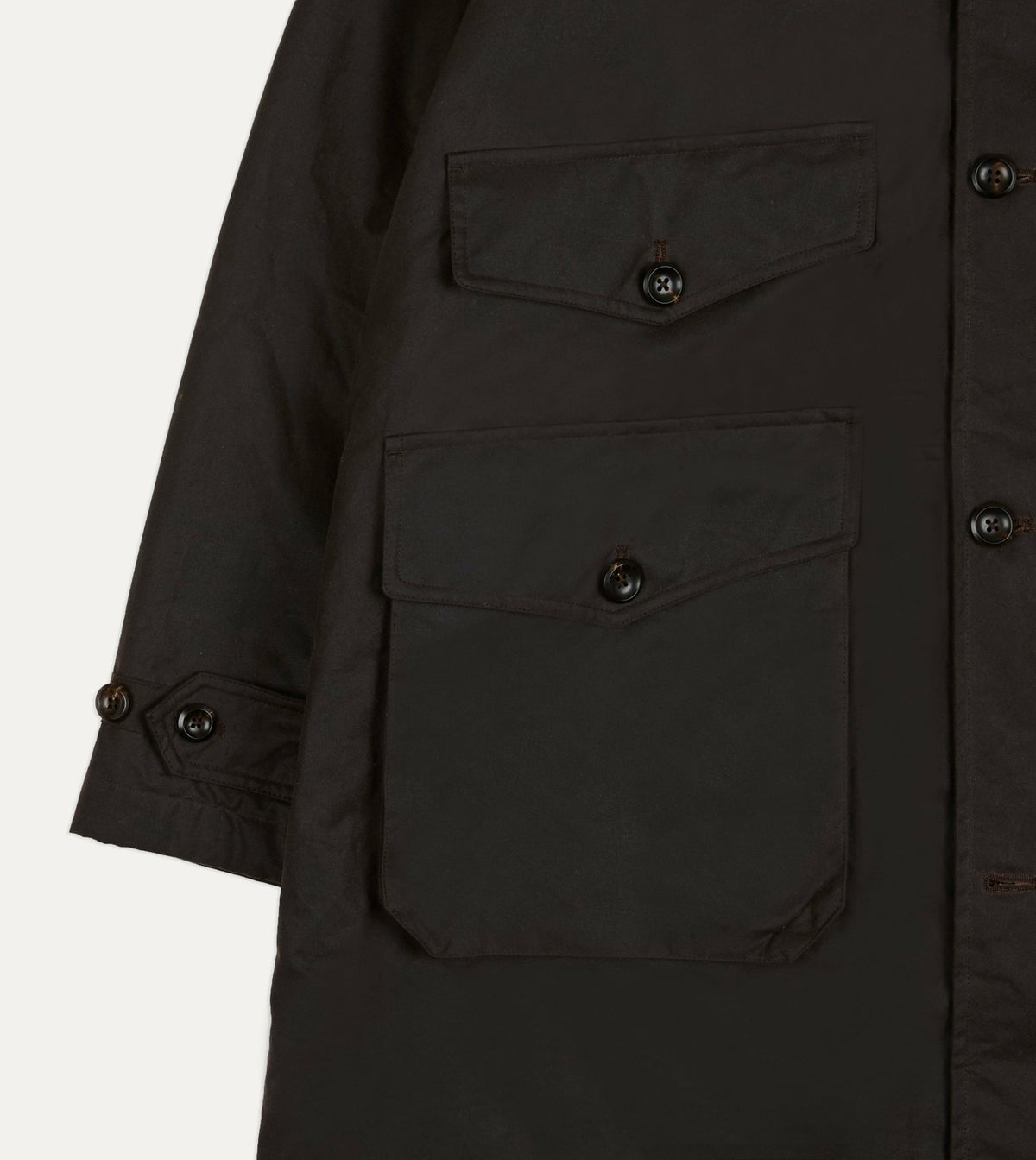 Drake's Brown Waxed Cotton Service Mac