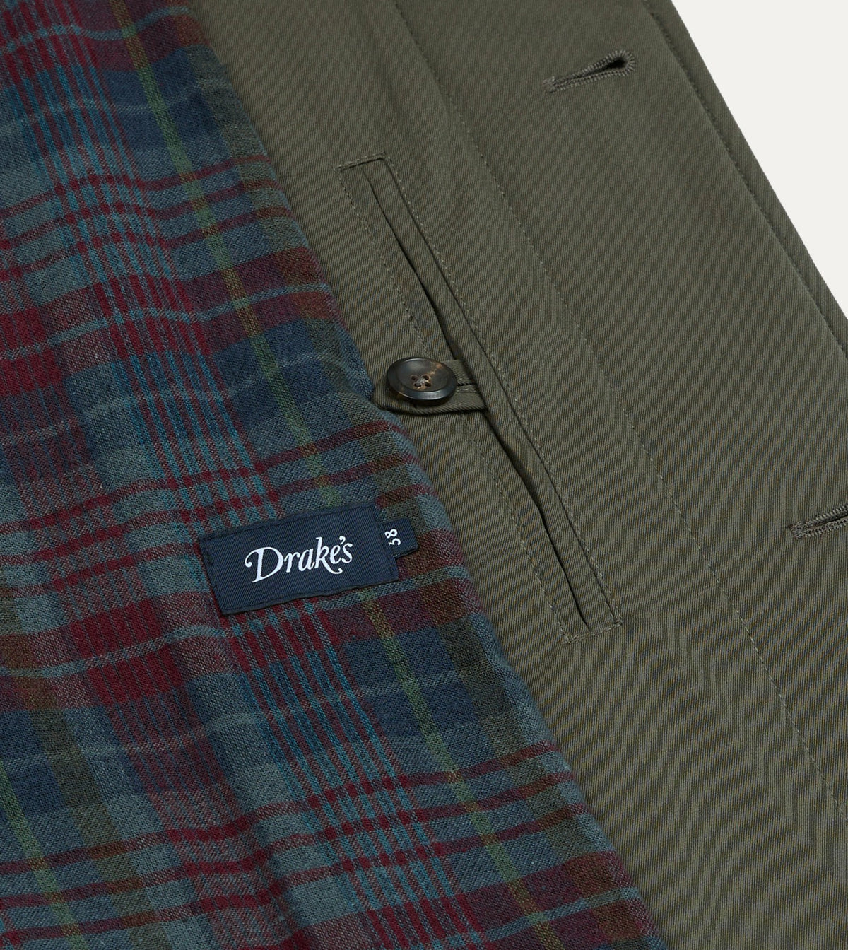 Drake's Olive Cotton Raglan Mac