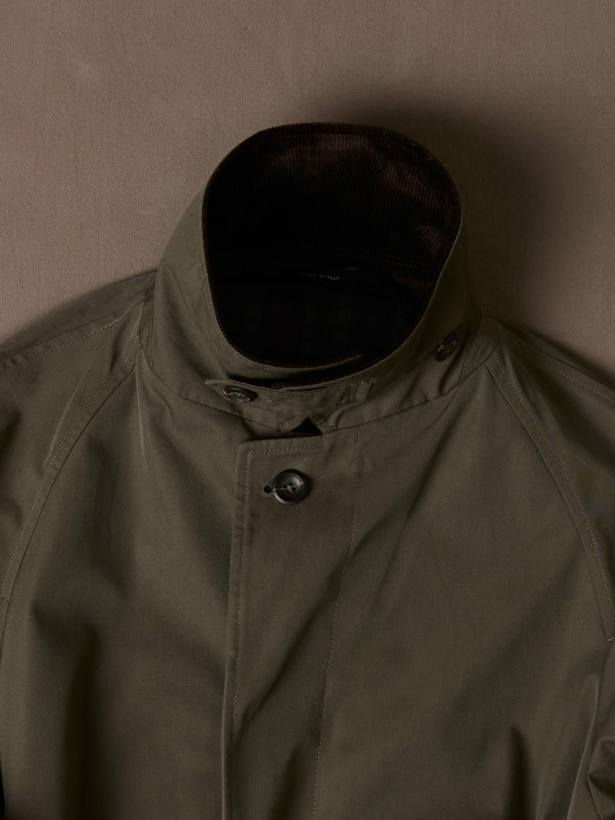 Drake's Olive Cotton Raglan Mac