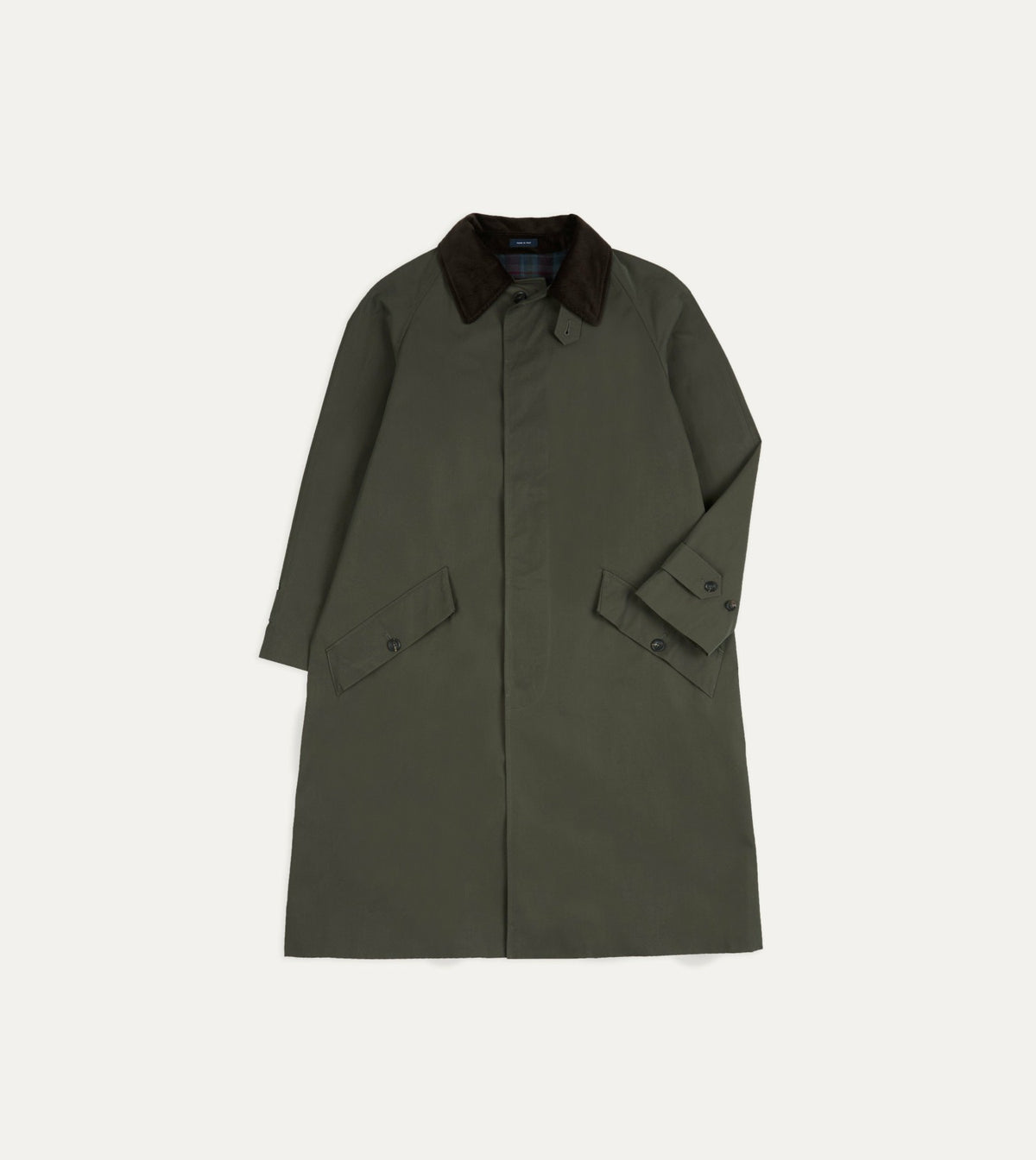 Drake's Olive Cotton Raglan Mac