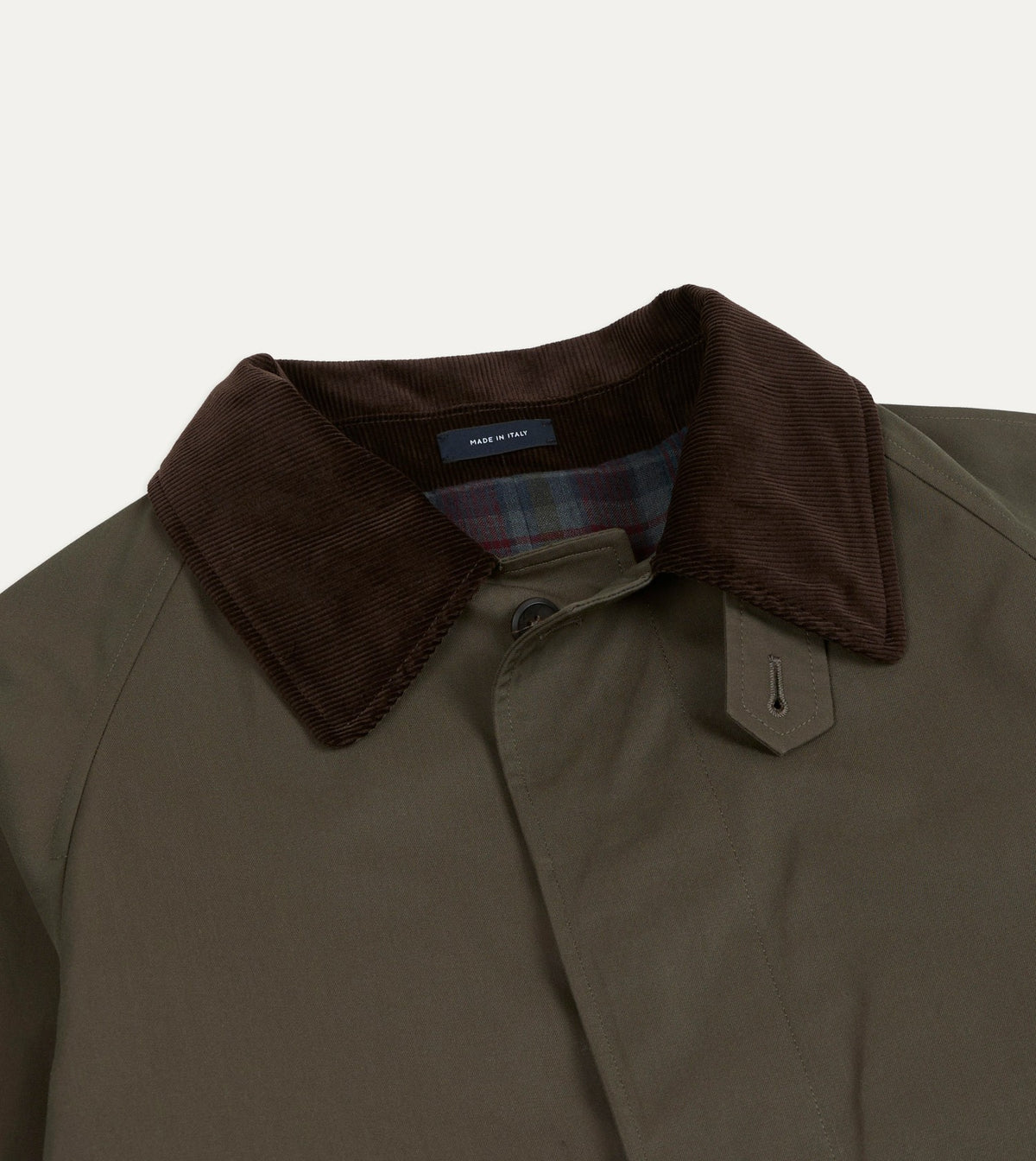 Drake's Olive Cotton Raglan Mac
