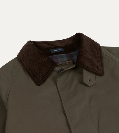 Drake's Olive Cotton Raglan Mac