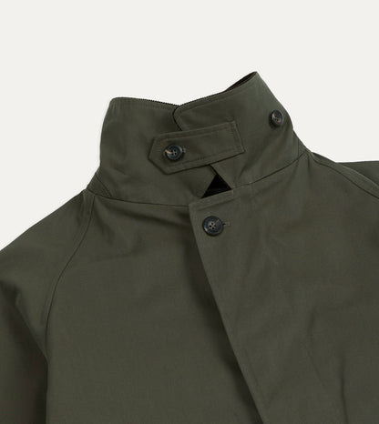 Drake's Olive Cotton Raglan Mac