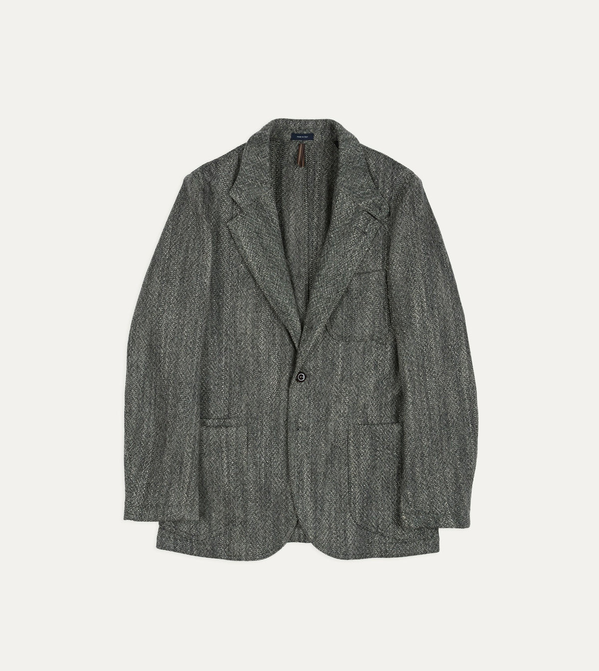 Drake's Grey Wool Tweed Field Games Blazer