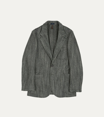 Drake's Grey Wool Tweed Field Games Blazer
