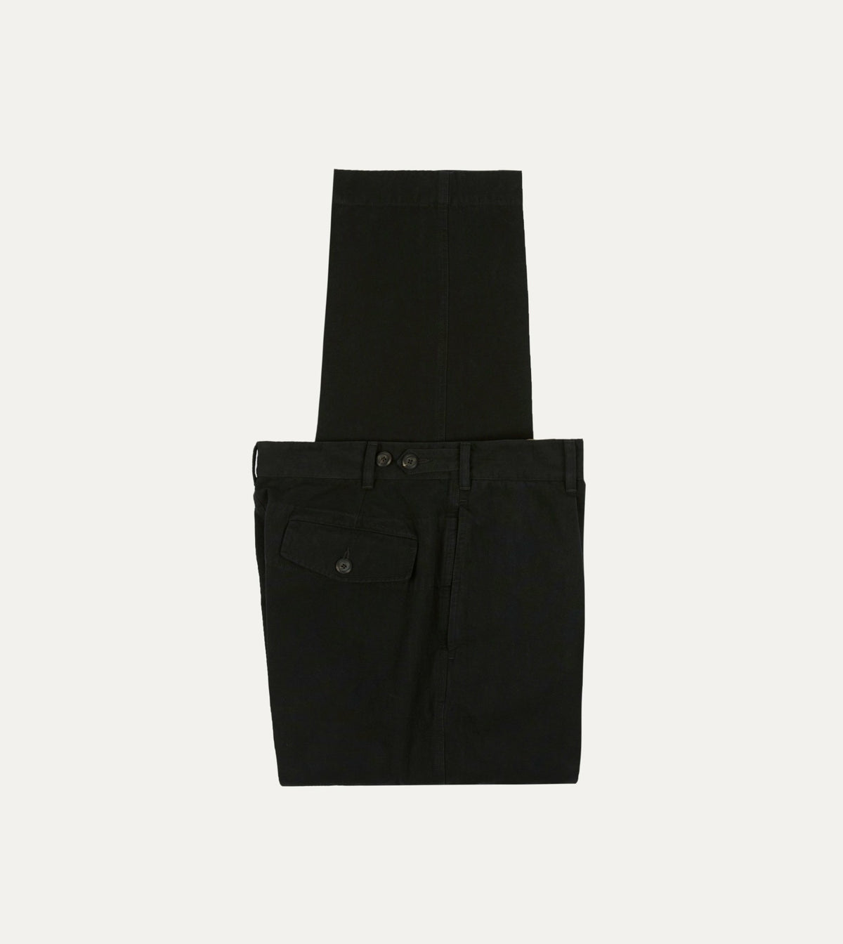 Drake's Black Cotton-Linen Games Trouser
