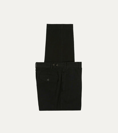 Drake's Black Cotton-Linen Games Trouser