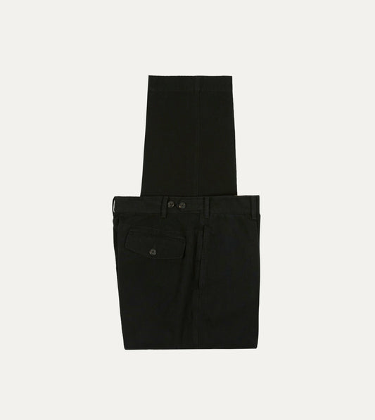 Drake's Black Cotton-Linen Games Trouser
