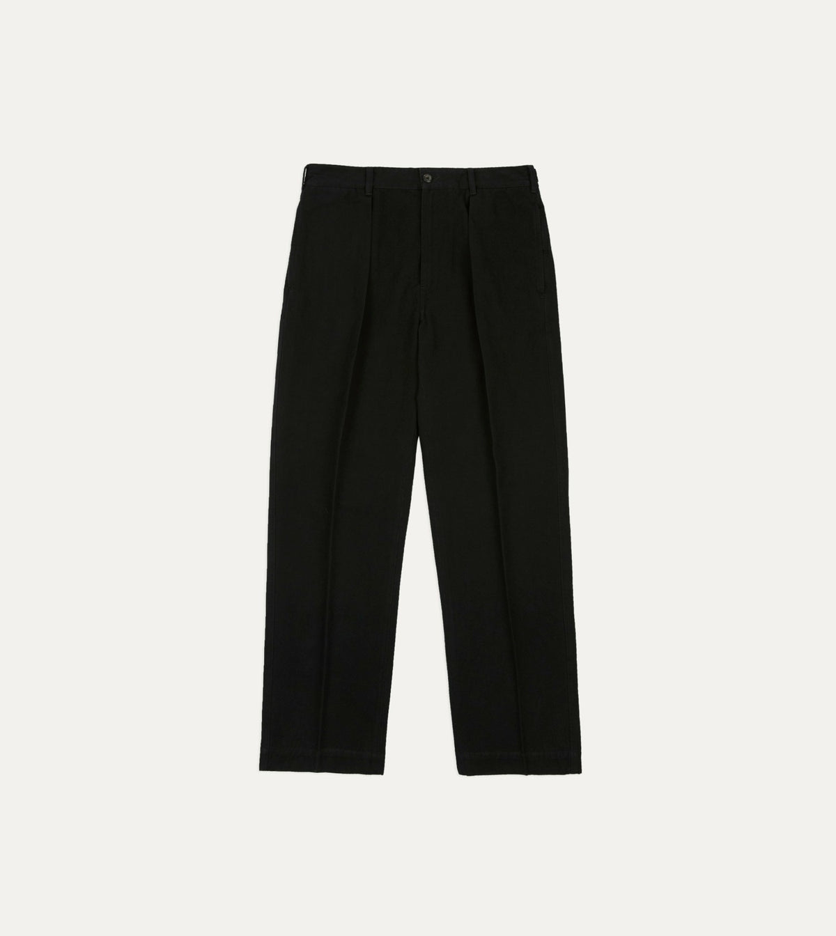 Drake's Black Cotton-Linen Games Trouser