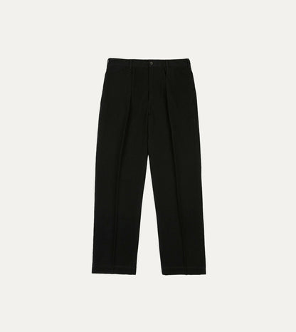 Drake's Black Cotton-Linen Games Trouser