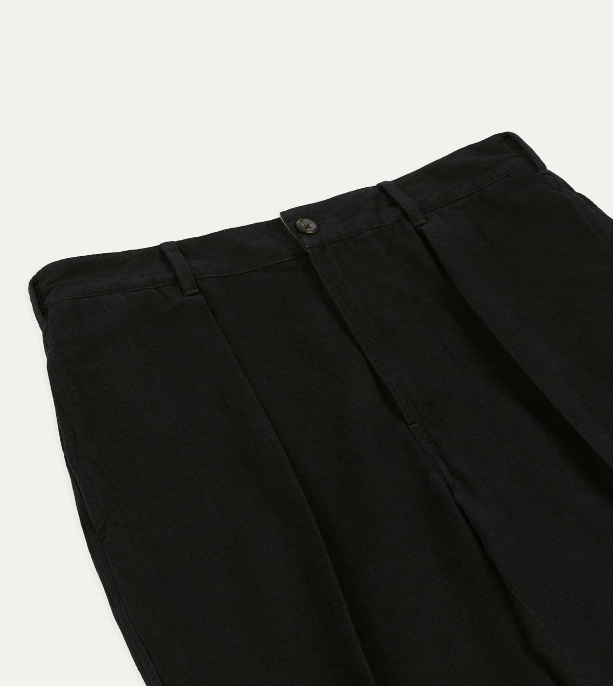 Drake's Black Cotton-Linen Games Trouser