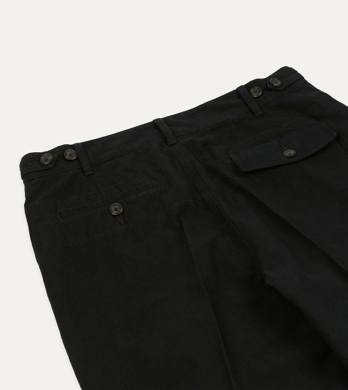 Drake's Black Cotton-Linen Games Trouser