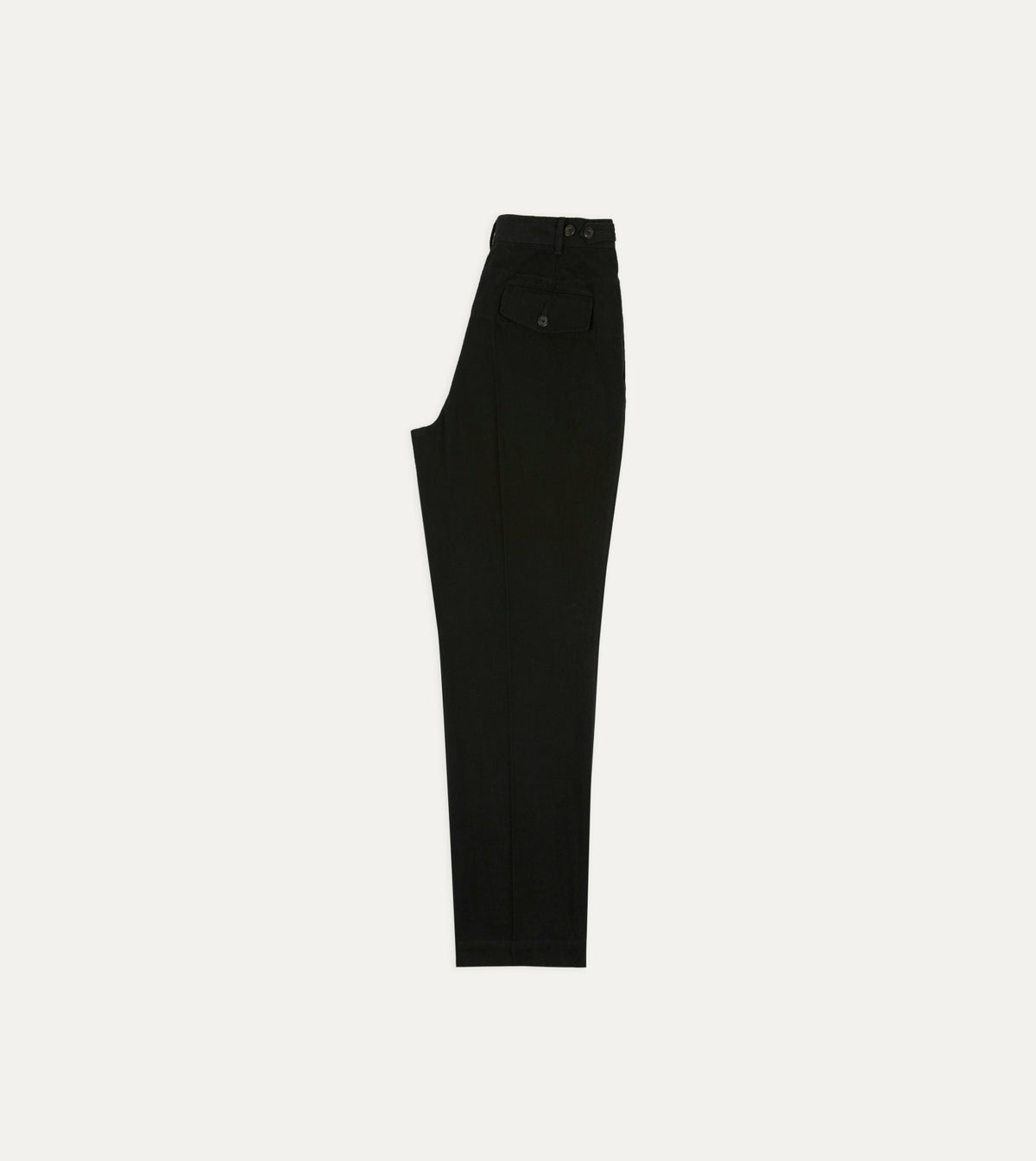 Drake's Black Cotton-Linen Games Trouser