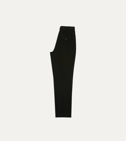 Drake's Black Cotton-Linen Games Trouser