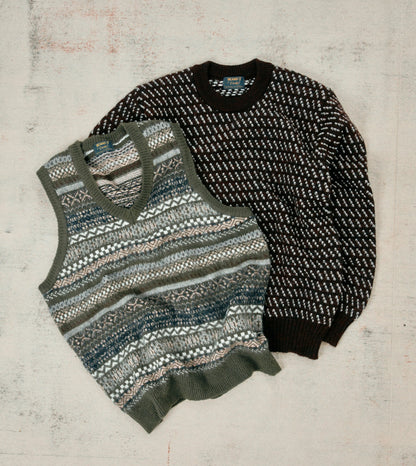 Drake's BEAMS F & Drake's Fair Isle Cashmere-Silk Sleeveless V-Neck Jumper