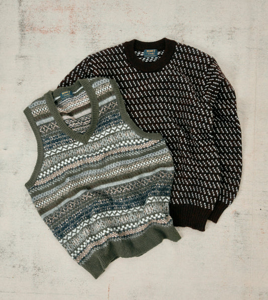 Drake's BEAMS F & Drake's Fair Isle Cashmere-Silk Sleeveless V-Neck Jumper