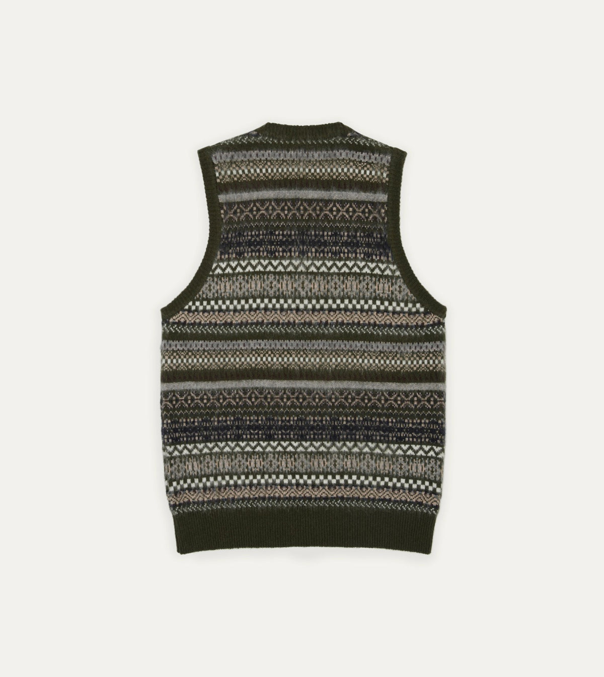 Drake's BEAMS F & Drake's Fair Isle Cashmere-Silk Sleeveless V-Neck Jumper