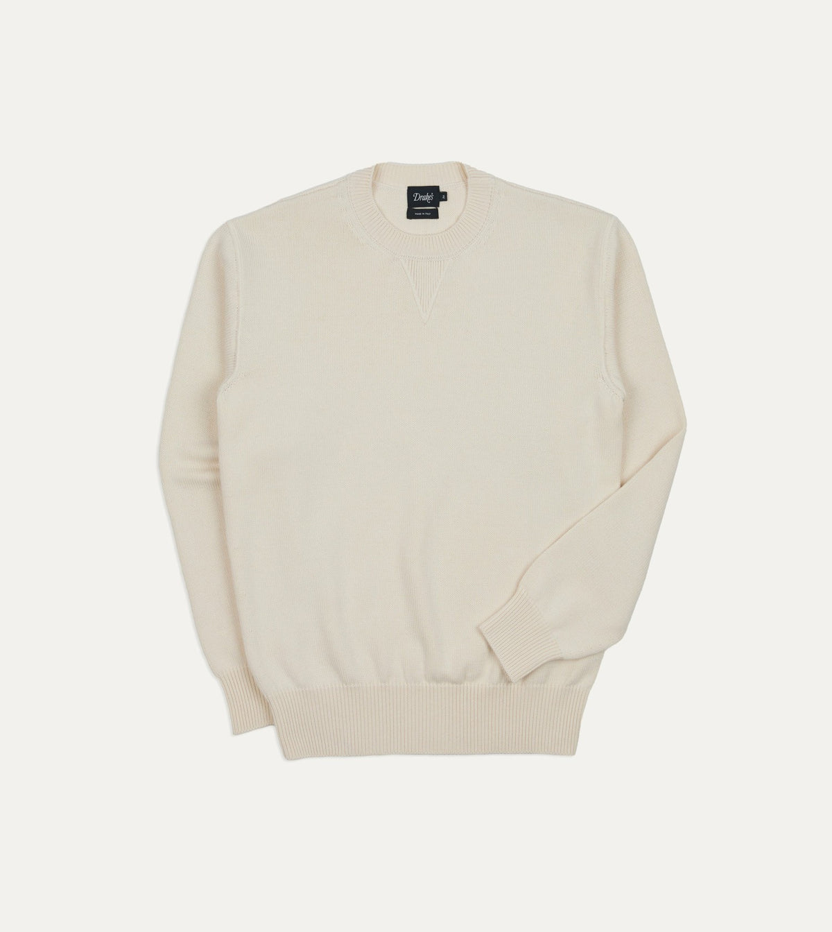 Drake's Ecru Wool-Cotton Knit Sweatshirt