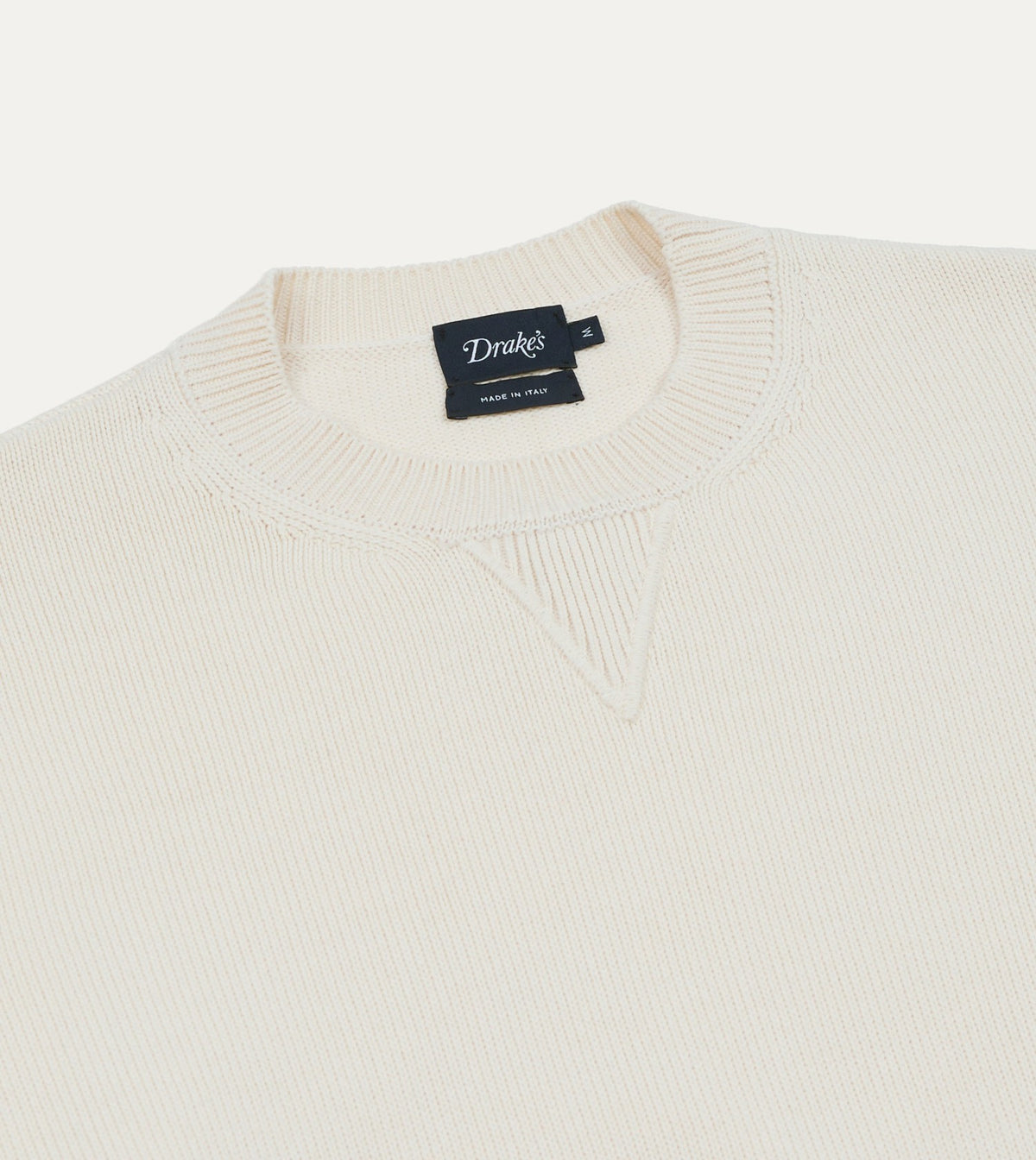 Drake's Ecru Wool-Cotton Knit Sweatshirt