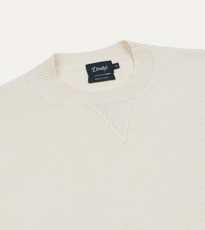 Drake's Ecru Wool-Cotton Knit Sweatshirt