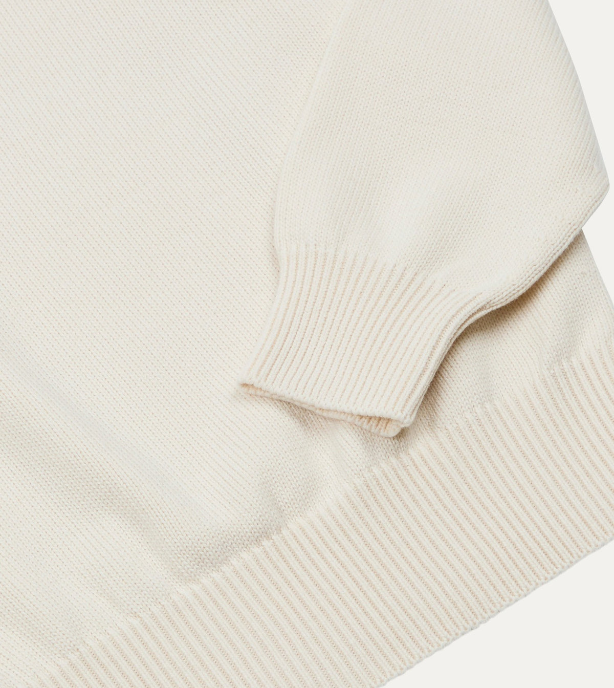 Drake's Ecru Wool-Cotton Knit Sweatshirt